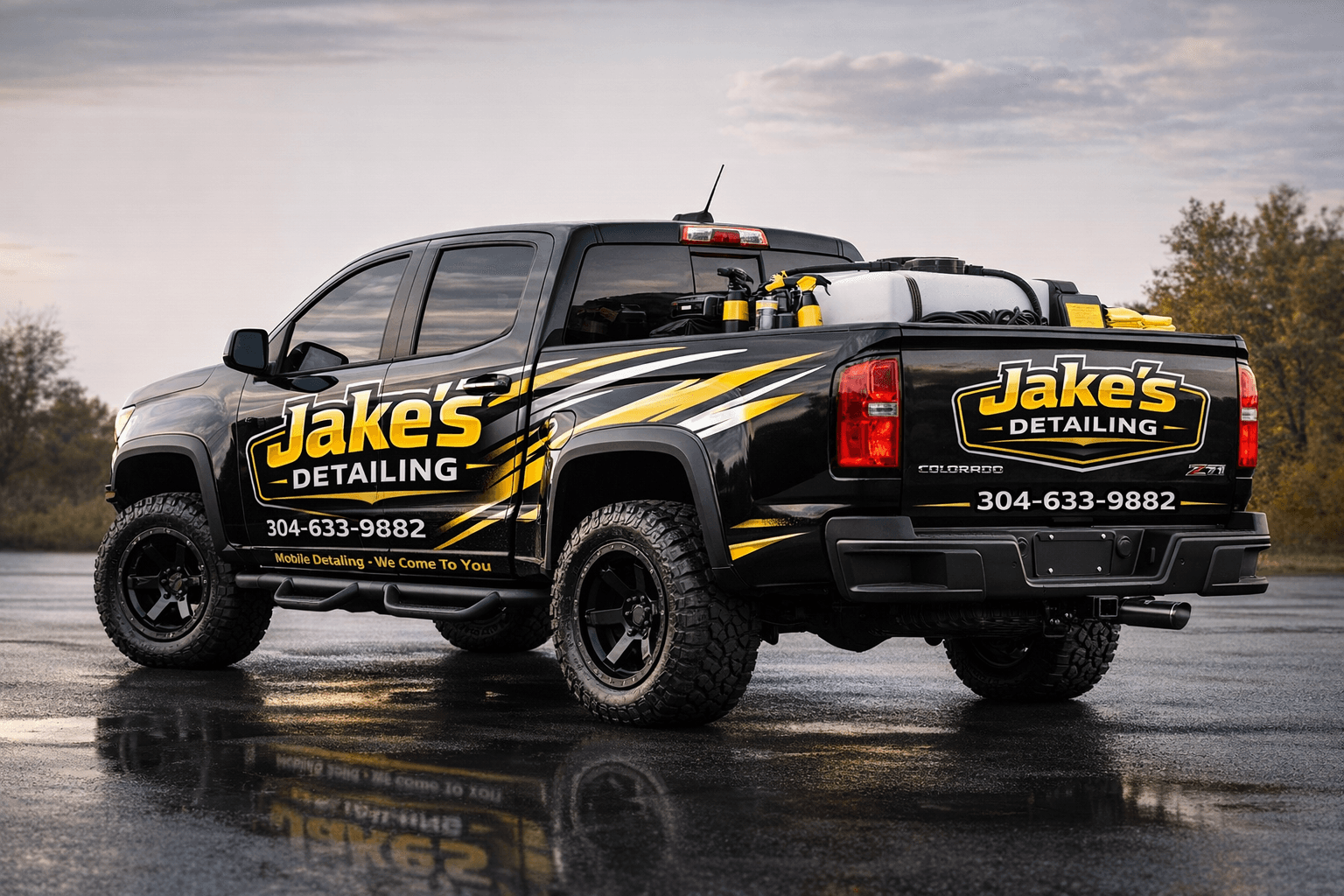 Jake's Detailing truck with branding